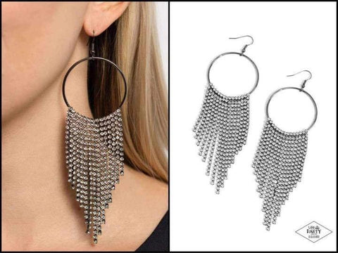 Paparazzi Accessories Streamlined Shimmer Black Earring