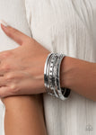 Paparazzi Accessories Revved Up Rhinestones - Silver Bracelet