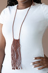 Paparazzi Accessories Macrame Mantra - Brown Necklace