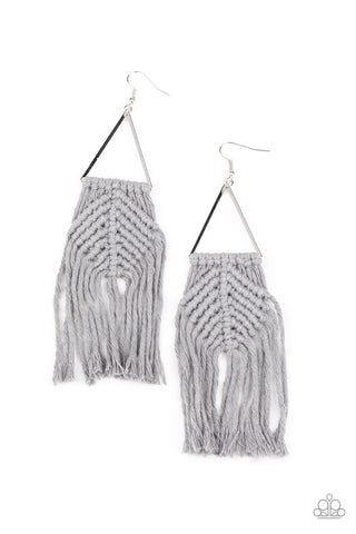 Paparazzi Accessories Macrame Jungle - Silver Earrings