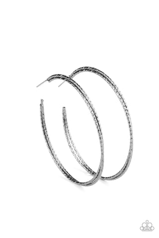 Paparazzi Accessoried Curved Couture - Black Hoop Earrings