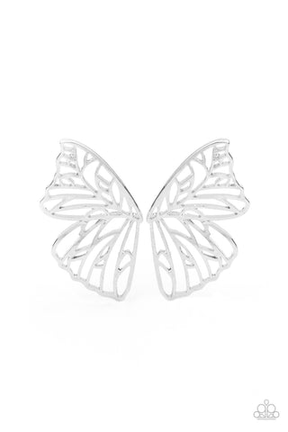 Paparazzi Accessories Butterfly Frills - Silver Earrings