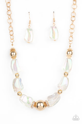 Paparazzi Accessories Iridescently Ice Queen - Gold Necklace