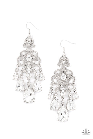 Paparazzi Accessories Queen Of All Things Sparkly - White Earrings