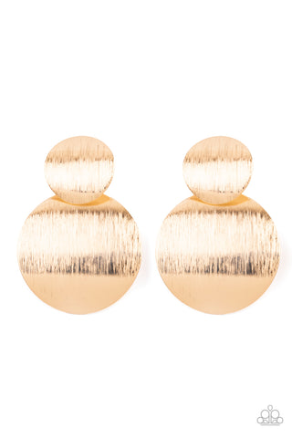 Paparazzi Accessories Here Today, GONG Tomorrow - Gold Earrings