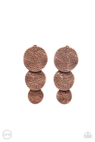 Paparazzi Accessories Ancient Antiquity - Copper Clip-on Earring