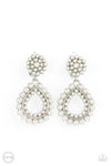 Paparazzi Accessories Discerning Droplets - White Clip-on Earrings