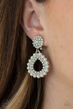 Paparazzi Accessories Discerning Droplets - White Clip-on Earrings