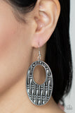 Paparazzi Accessories Engraved Edge - Silver Earrings