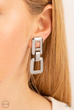 Paparazzi Accessories FRAME-ous Last Words - Silver Earrings