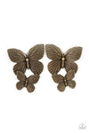 Paparazzi Accessories Blushing Butterflies - Brass Earrings