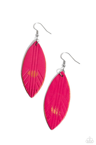 Paparazzi Accessories Leather Lounge - Pink Earrings