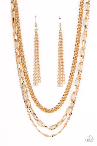 Paparazzi Accessories Galvanized Grit - Gold Necklace