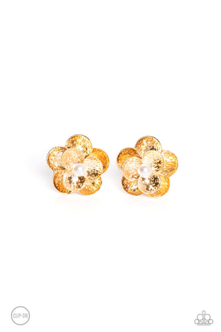 Paparazzi Accessories Miami Magic - Gold Clip-on Earrings