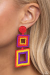 Paparazzi Accessories Seize the Squares - Red Earrings